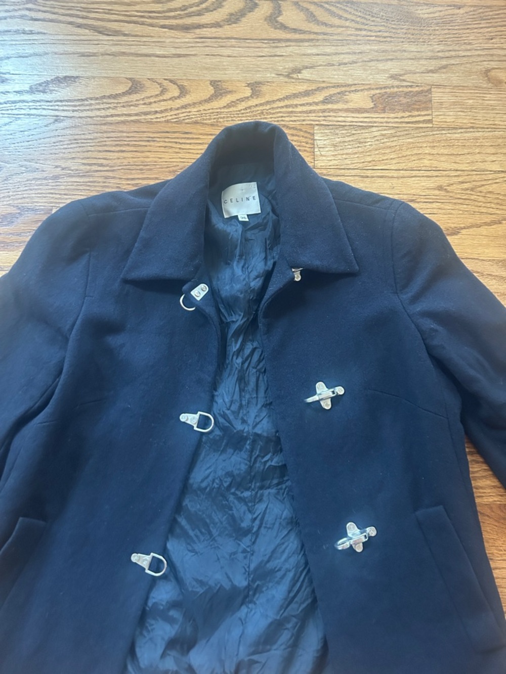 Vintage Celine Black Wool and Cashmere Toggle Jacket Size 36 - Picture 2 of 16